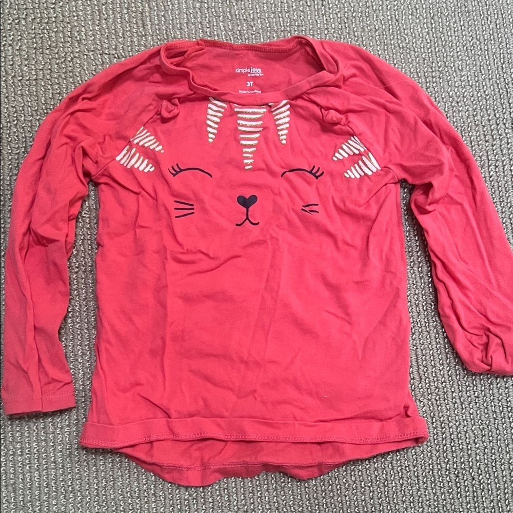 Carter's Red Cat Face Long Sleeve Tee